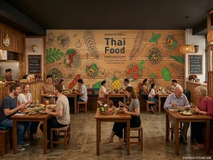 วอลเปเปอร์แต่งร้านอาหารไทย