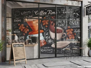 วอลเปเปอร์ติดผนังตกแต่งร้านกาแฟ