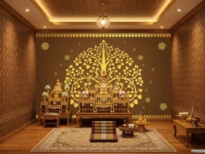 วอลเปเปอร์ภาพต้นโพธิ์ทอง-พื้นน้ำตาล