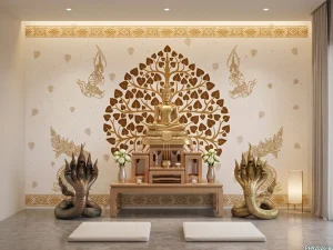 วอลเปเปอร์ภาพพิมพ์ ภาพต้นโพธิ์ เทวดา พญานาค